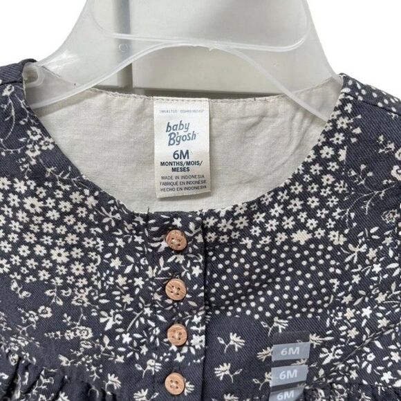 NWT Baby B'Gosh Girls Floral Dress Sz 6 Mths Blue & White Tiered Prarie Cottage - Picture 2 of 3